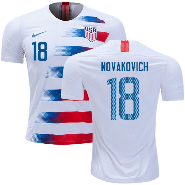USA #18 Novakovich Home Kid Soccer Country Jersey