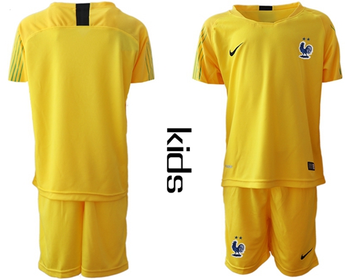 France Blank Yellow Goalkeeper Kid Soccer Country Jersey