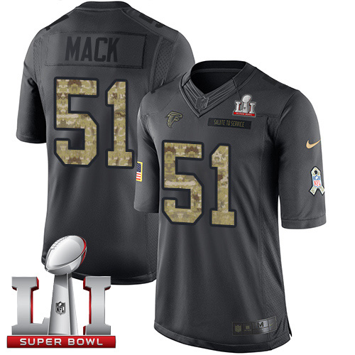 Nike Falcons #51 Alex Mack Black Super Bowl LI 51 Youth Stitched NFL Limited 2016 Salute to Service Jersey