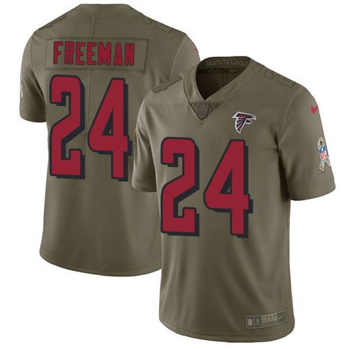 Nike Falcons #24 Devonta Freeman Olive Youth Stitched NFL Limited 2017 Salute to Service Jersey