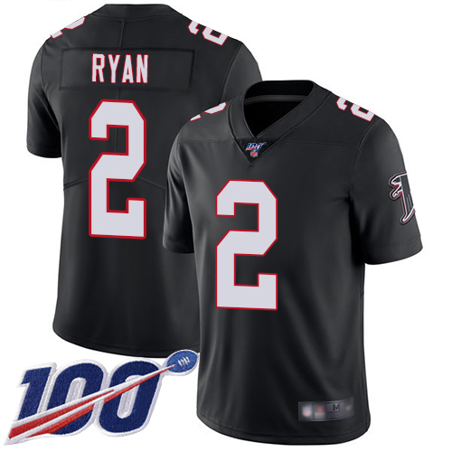Nike Falcons #2 Matt Ryan Black Alternate Youth Stitched NFL 100th Season Vapor Limited Jersey