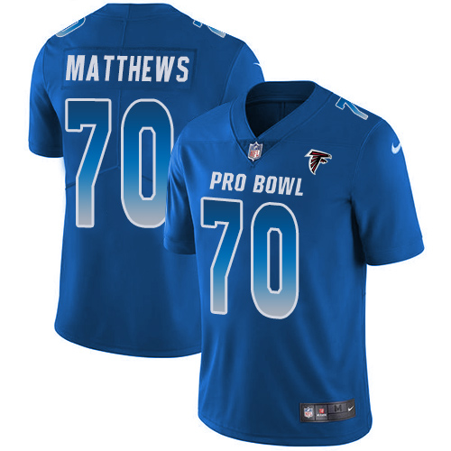 Nike Falcons #70 Jake Matthews Royal Youth Stitched NFL Limited NFC 2019 Pro Bowl Jersey