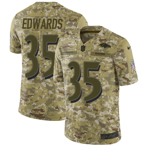 Nike Ravens #35 Gus Edwards Camo Youth Stitched NFL Limited 2018 Salute To Service Jersey