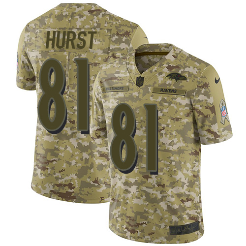 Nike Ravens #81 Hayden Hurst Camo Youth Stitched NFL Limited 2018 Salute to Service Jersey