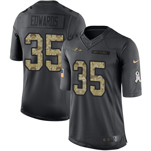 Nike Ravens #35 Gus Edwards Black Youth Stitched NFL Limited 2016 Salute to Service Jersey