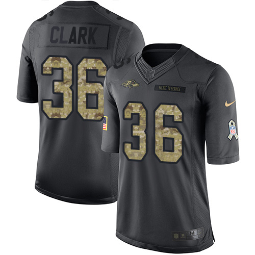 Nike Ravens #36 Chuck Clark Black Youth Stitched NFL Limited 2016 Salute to Service Jersey