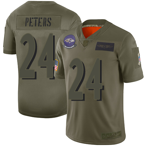 Nike Ravens #24 Marcus Peters Camo Youth Stitched NFL Limited 2019 Salute to Service Jersey