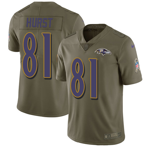 Nike Ravens #81 Hayden Hurst Olive Youth Stitched NFL Limited 2017 Salute to Service Jersey