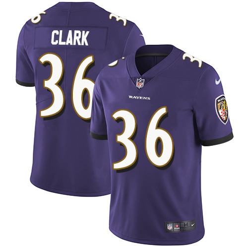 Nike Ravens #36 Chuck Clark Purple Team Color Youth Stitched NFL Vapor Untouchable Limited Jersey
