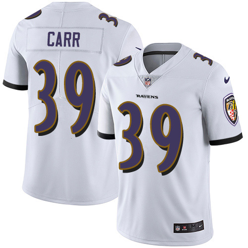 Nike Ravens #39 Brandon Carr White Youth Stitched NFL Vapor Untouchable Limited Jersey