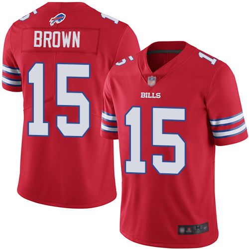 Nike Bills #15 John Brown Red Youth Stitched NFL Limited Rush Jersey
