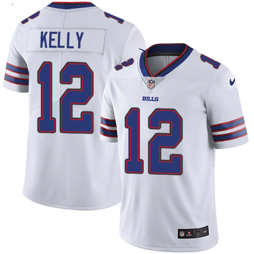 Nike Bills #12 Jim Kelly White Youth Stitched NFL Vapor Untouchable Limited Jersey