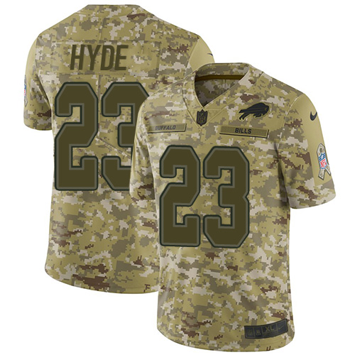 Nike Bills #23 Micah Hyde Camo Youth Stitched NFL Limited 2018 Salute to Service Jersey