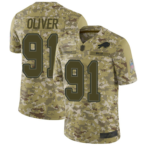 Nike Bills #91 Ed Oliver Camo Youth Stitched NFL Limited 2018 Salute to Service Jersey
