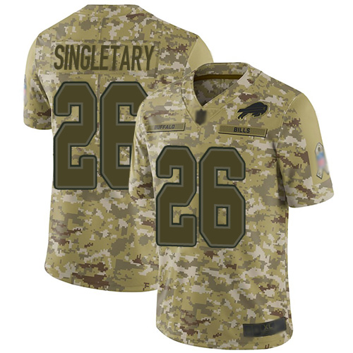 Nike Bills #26 Devin Singletary Camo Youth Stitched NFL Limited 2018 Salute to Service Jersey