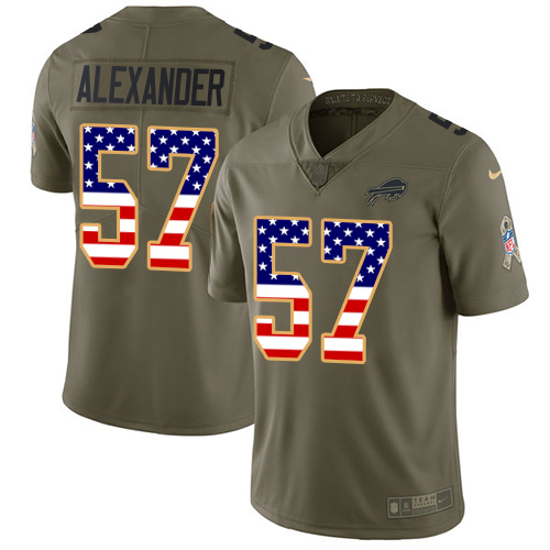 Nike Bills #57 Lorenzo Alexander Olive/USA Flag Youth Stitched NFL Limited 2017 Salute to Service Jersey