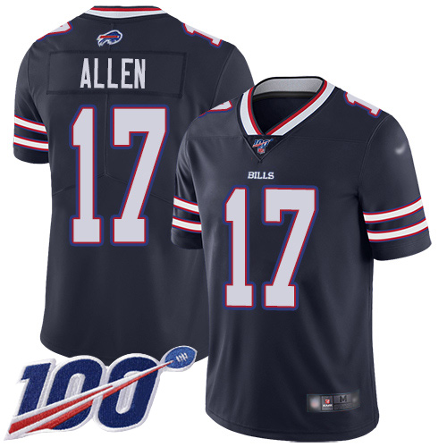 Nike Bills #17 Josh Allen Navy Youth Stitched NFL Limited Inverted Legend 100th Season Jersey