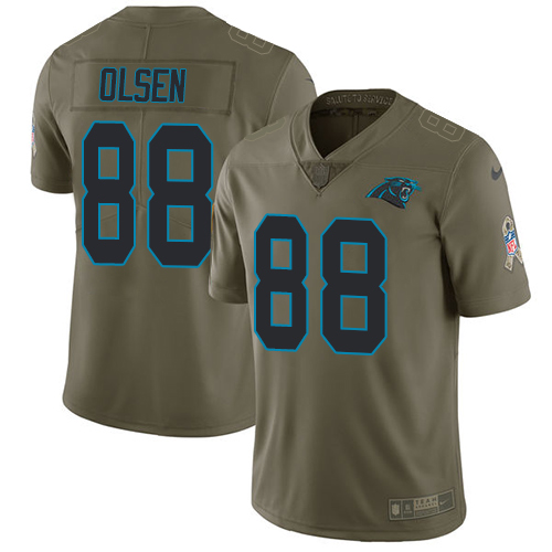 Nike Panthers #88 Greg Olsen Olive Youth Stitched NFL Limited 2017 Salute to Service Jersey