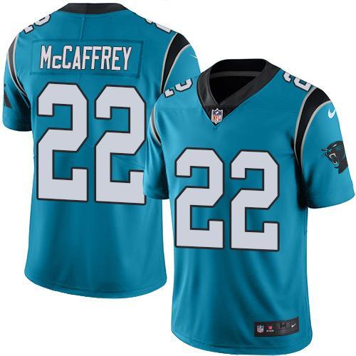 Nike Panthers #22 Christian McCaffrey Blue Youth Stitched NFL Limited Rush Jersey