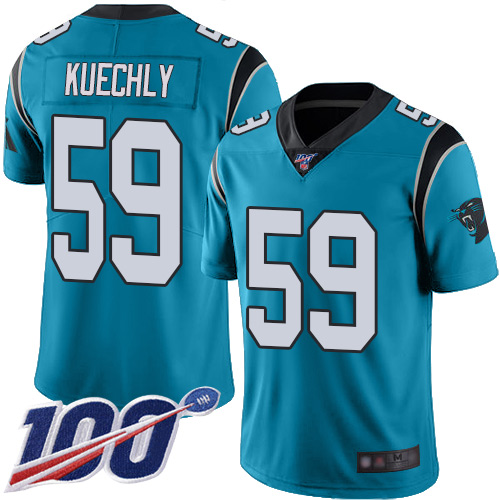 Nike Panthers #59 Luke Kuechly Blue Youth Stitched NFL Limited Rush 100th Season Jersey