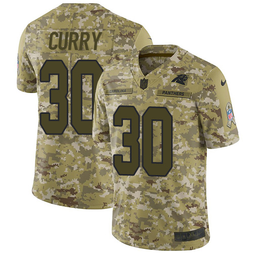 Nike Panthers #30 Stephen Curry Camo Youth Stitched NFL Limited 2018 Salute to Service Jersey