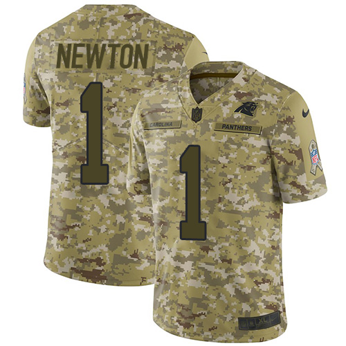 Nike Panthers #1 Cam Newton Camo Youth Stitched NFL Limited 2018 Salute to Service Jersey