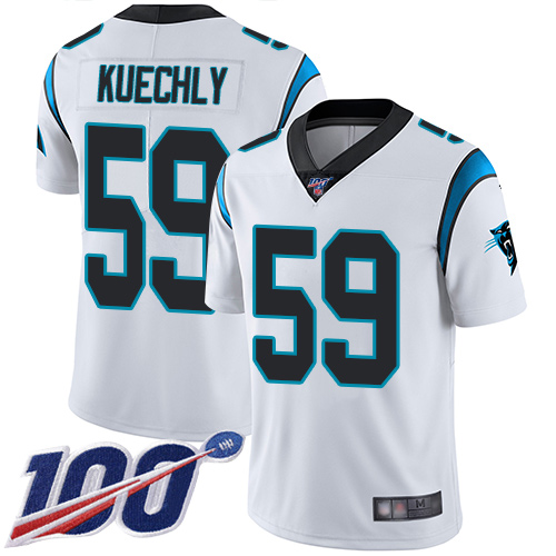 Nike Panthers #59 Luke Kuechly White Youth Stitched NFL 100th Season Vapor Limited Jersey