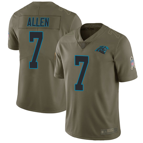 Nike Panthers #7 Kyle Allen Olive Youth Stitched NFL Limited 2017 Salute to Service Jersey