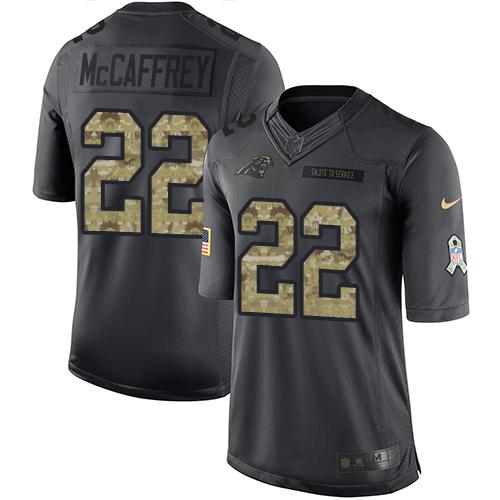 Nike Panthers #22 Christian McCaffrey Black Youth Stitched NFL Limited 2016 Salute to Service Jersey