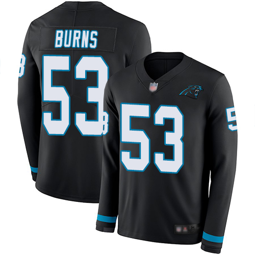 Nike Panthers #53 Brian Burns Black Team Color Youth Stitched NFL Limited Therma Long Sleeve Jersey