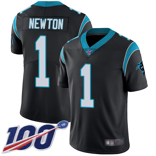 Nike Panthers #1 Cam Newton Black Team Color Youth Stitched NFL 100th Season Vapor Limited Jersey