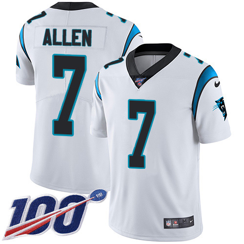 Nike Panthers #7 Kyle Allen White Youth Stitched NFL 100th Season Vapor Limited Jersey