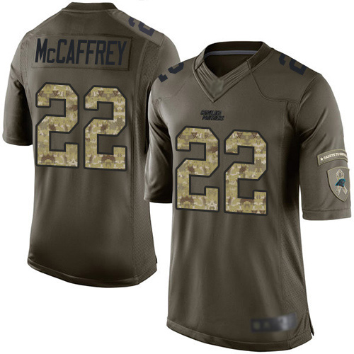 Nike Panthers #22 Christian McCaffrey Green Youth Stitched NFL Limited 2015 Salute to Service Jersey