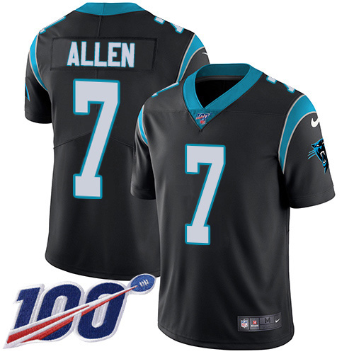 Nike Panthers #7 Kyle Allen Black Team Color Youth Stitched NFL 100th Season Vapor Limited Jersey