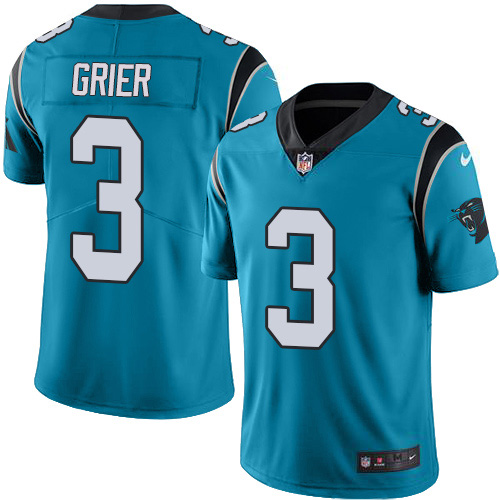 Nike Panthers #3 Will Grier Blue Youth Stitched NFL Limited Rush Jersey