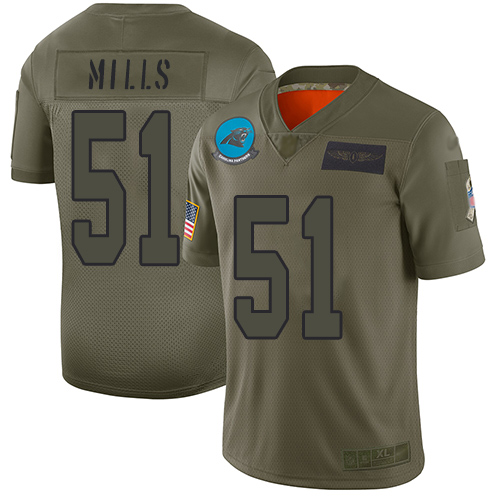 Nike Panthers #51 Sam Mills Camo Youth Stitched NFL Limited 2019 Salute to Service Jersey