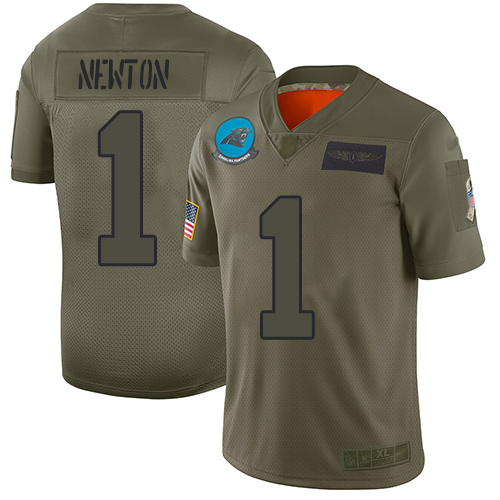 Nike Panthers #1 Cam Newton Camo Youth Stitched NFL Limited 2019 Salute to Service Jersey