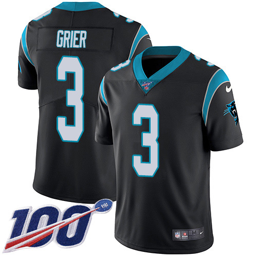 Nike Panthers #3 Will Grier Black Team Color Youth Stitched NFL 100th Season Vapor Untouchable Limited Jersey