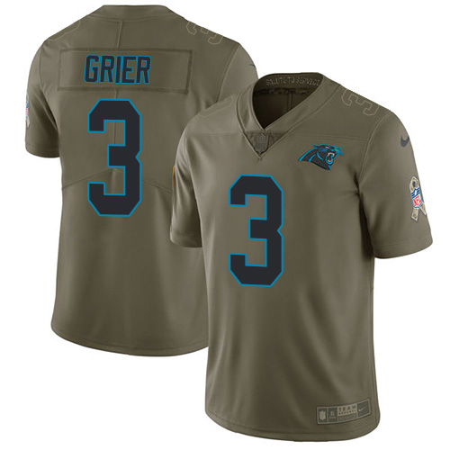 Nike Panthers #3 Will Grier Olive Youth Stitched NFL Limited 2017 Salute To Service Jersey