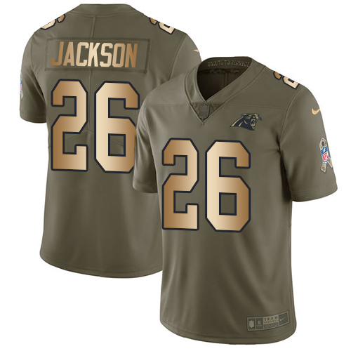 Nike Panthers #26 Donte Jackson Olive/Gold Youth Stitched NFL Limited 2017 Salute to Service Jersey