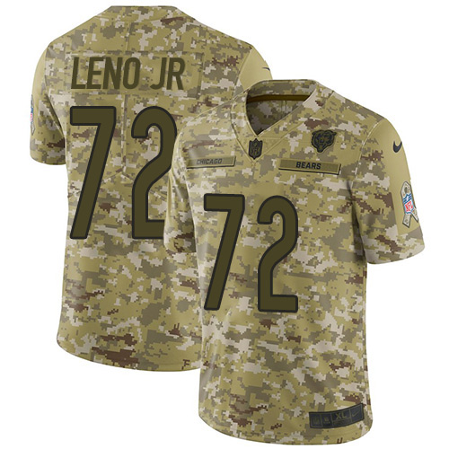 Nike Bears #72 Charles Leno Jr Camo Youth Stitched NFL Limited 2018 Salute to Service Jersey