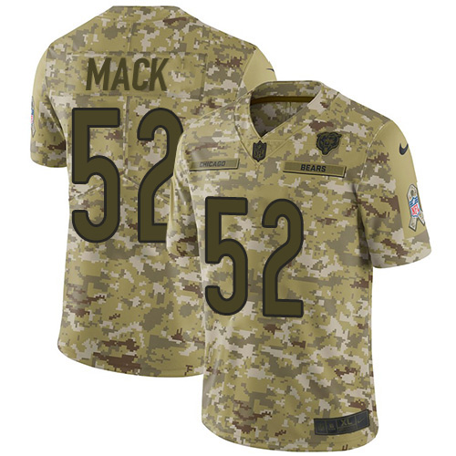 Nike Bears #52 Khalil Mack Camo Youth Stitched NFL Limited 2018 Salute to Service Jersey