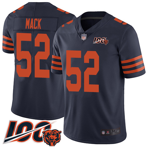 Nike Bears #52 Khalil Mack Navy Blue Alternate Youth Stitched NFL 100th Season Vapor Limited Jersey