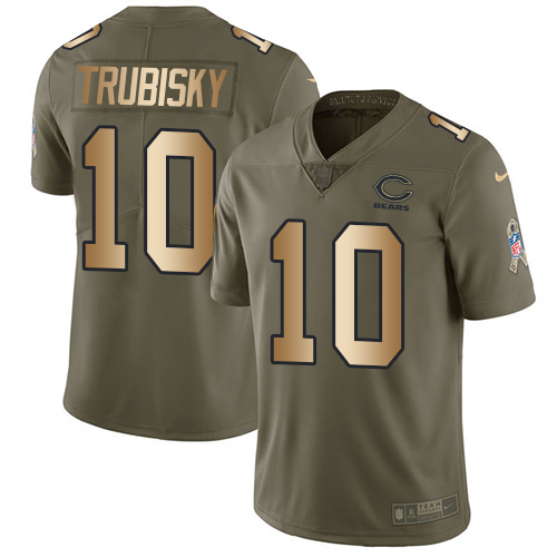 Nike Bears #10 Mitchell Trubisky Olive/Gold Youth Stitched NFL Limited 2017 Salute to Service Jersey