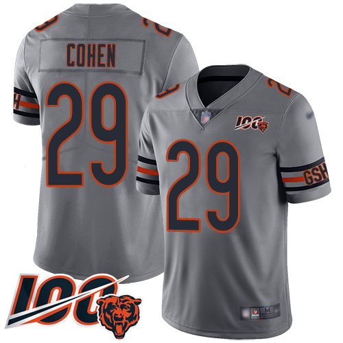 Nike Bears #29 Tarik Cohen Silver Youth Stitched NFL Limited Inverted Legend 100th Season Jersey