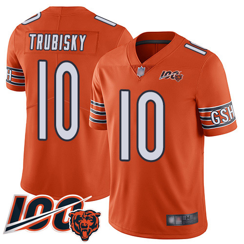 Nike Bears #10 Mitchell Trubisky Orange Youth Stitched NFL Limited Rush 100th Season Jersey