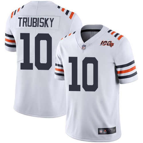 Nike Bears #10 Mitchell Trubisky White Alternate Youth Stitched NFL Vapor Untouchable Limited 100th Season Jersey