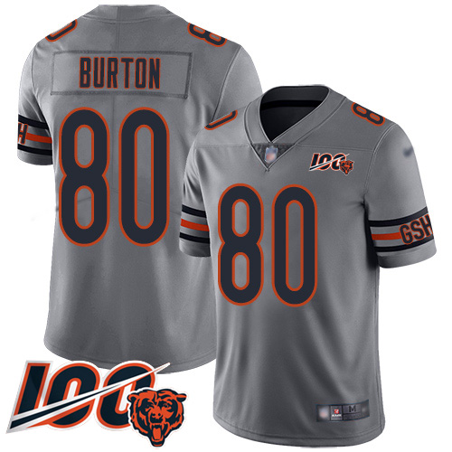 Nike Bears #80 Trey Burton Silver Youth Stitched NFL Limited Inverted Legend 100th Season Jersey