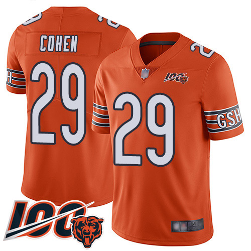 Nike Bears #29 Tarik Cohen Orange Youth Stitched NFL Limited Rush 100th Season Jersey