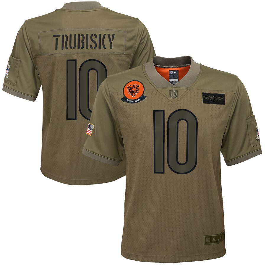 Youth Chicago Bears #10 Mitchell Trubisky Nike Camo 2019 Salute to Service Game Jersey